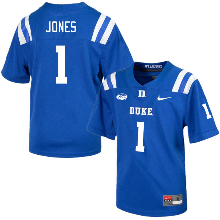 Duke Blue Devils #1 Myles Jones College Football Jerseys Stitched-Royal